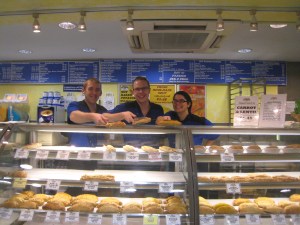 Ron, Darrell, and I working together at the Pasty Shop