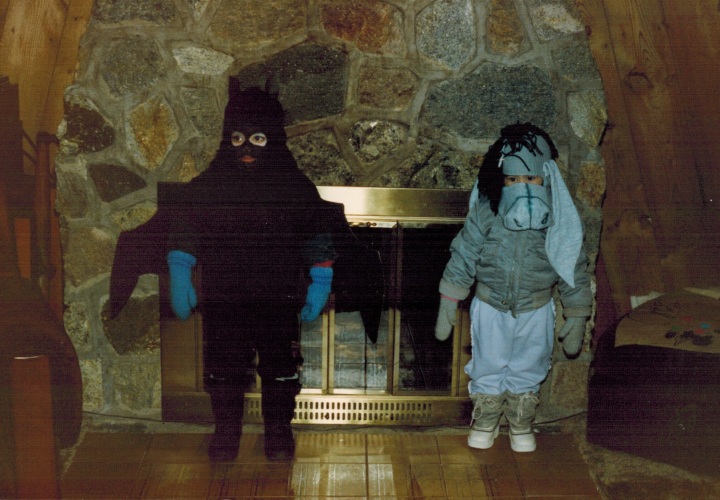 Eddy (left) as a bat & me (right) as Eeyore, 1987.